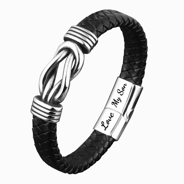 Mother and Son Forever Linked Together Braided Leather Bracelet