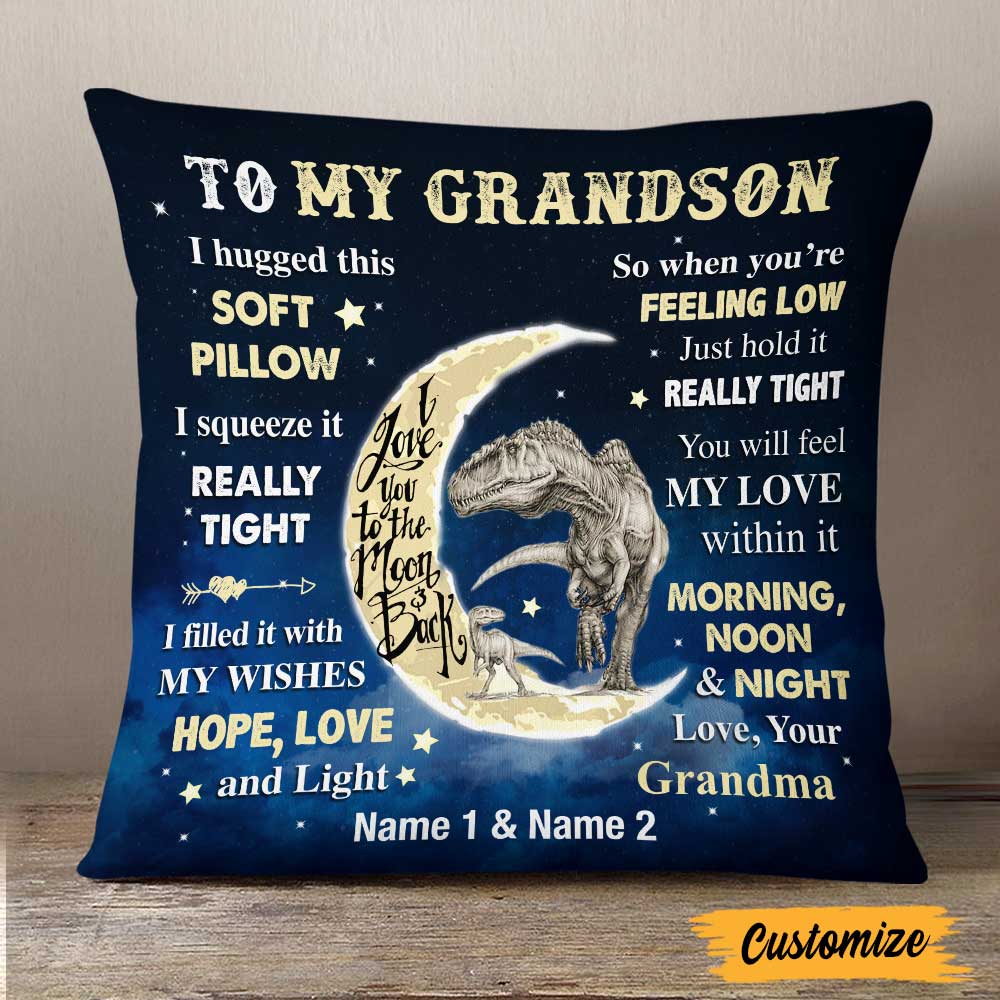 Personalized Grandson Dinosaur Pillow