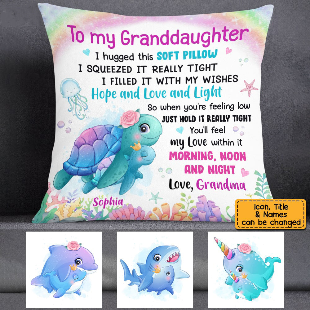 Granddaughter Grandson Sea Animals Hug This Pillow