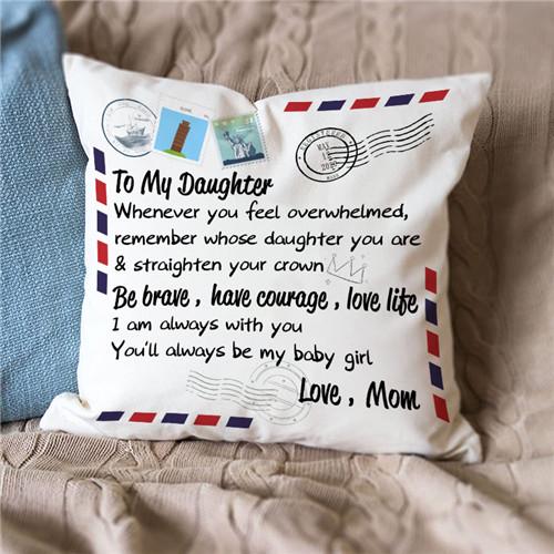 Mom To Daughter Straighten Your Crown Pillow Case aiboson