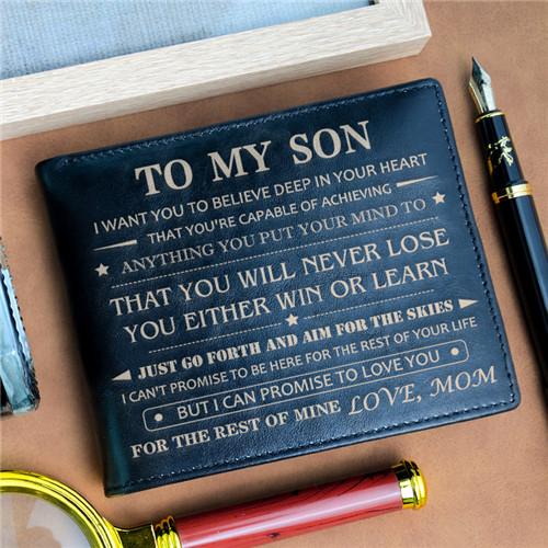 Mom To Son - Never Lose - Black Bifold Wallet