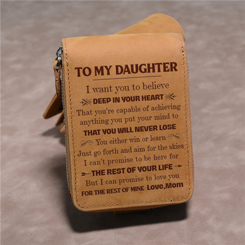 Mom To Daughter - You Will Never Lose - Card Holder Zipper Wallet