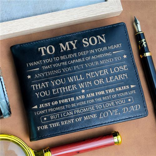 Dad To Son - Never Lose - Black Bifold Wallet