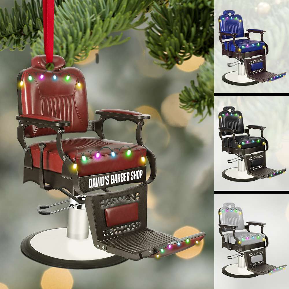 Barber Chair Personalized Christmas Ornament - Gift For Baber